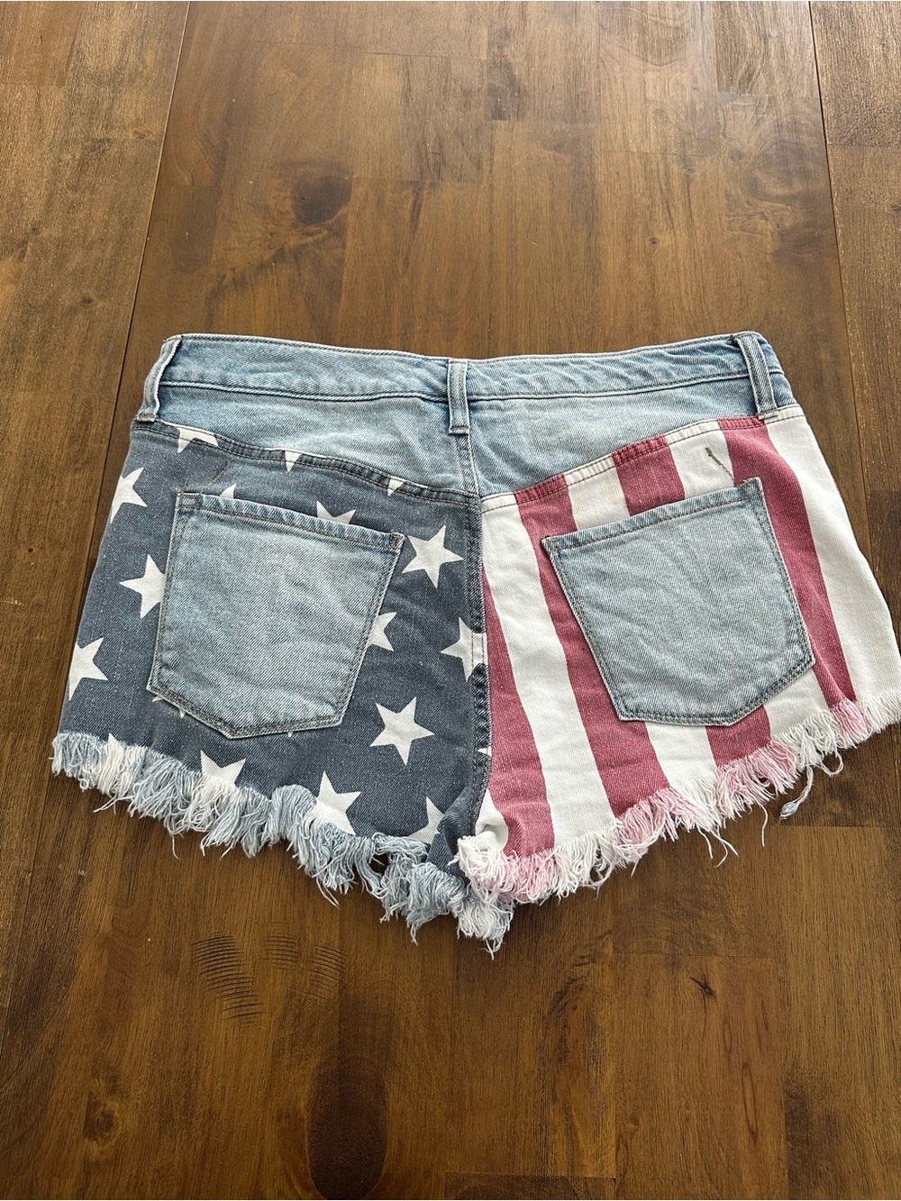 Mossimo Supply Co. Flag-Print Frayed Denim Shorts - Red, White & Blue